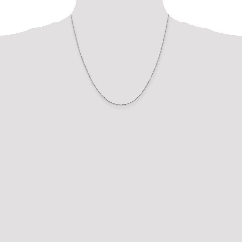 14K White Gold 14 inch 1mm Singapore with Spring Ring Clasp Chain