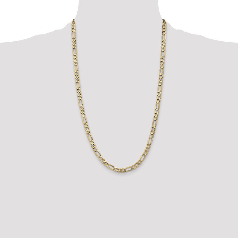 14K 26 inch 5.25mm Flat Figaro with Lobster Clasp Chain