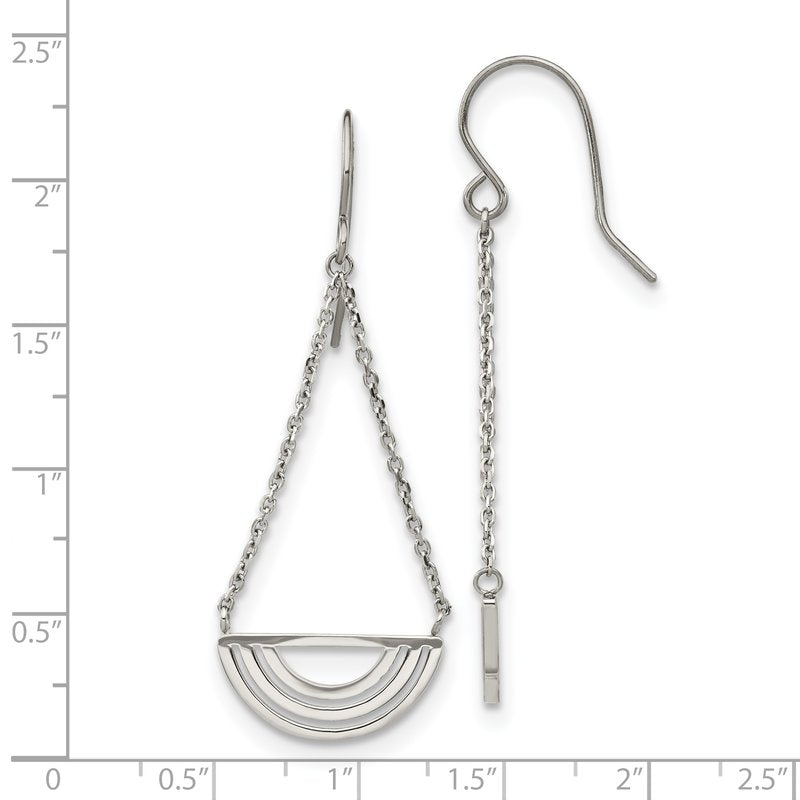 Stainless Steel Polished Dangle Shepherd Hook Earrings