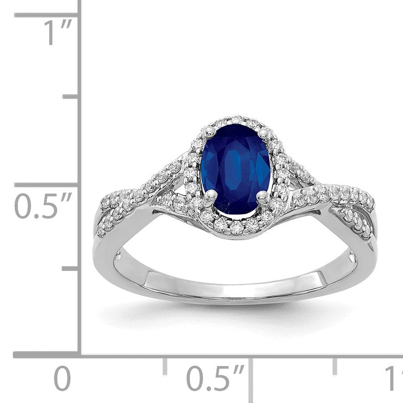 14k White Gold Diamond and Ruby Oval Halo Ring