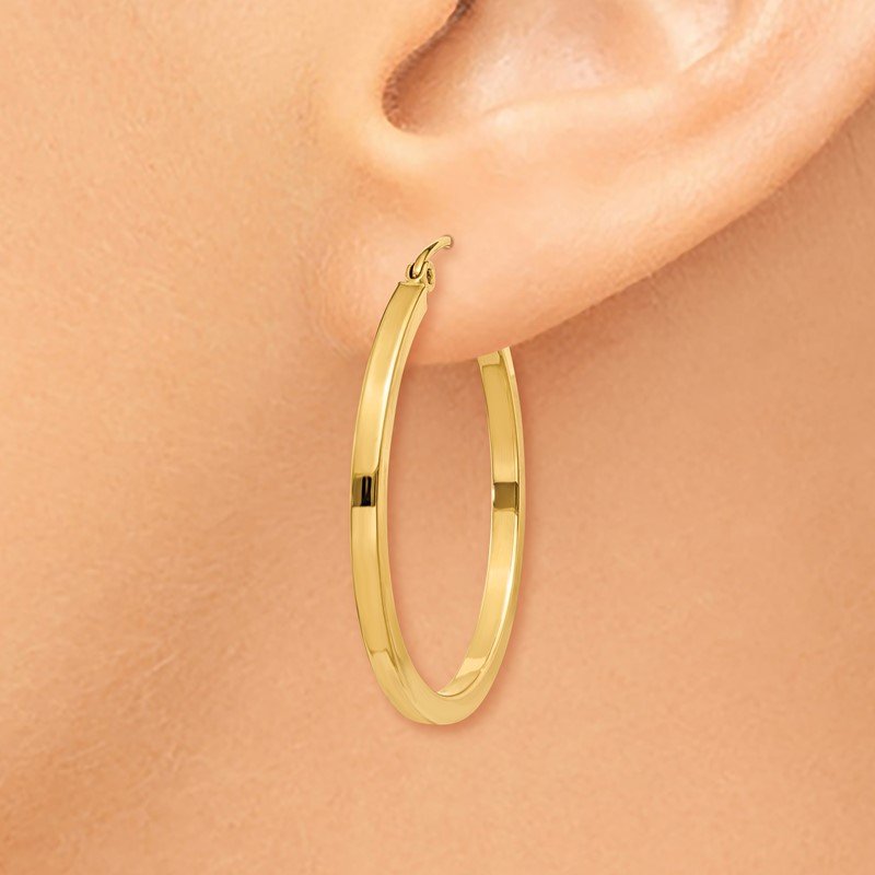 14k 2mm Square Tube Hoop Earrings