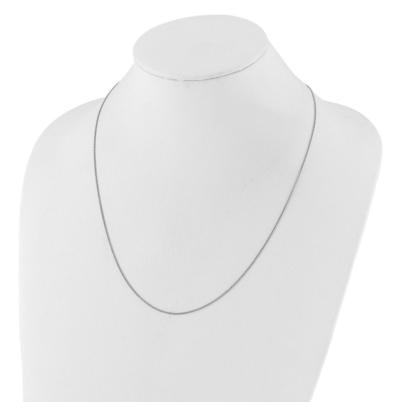 14K White Gold Adjustable 1.2 mm D/C Double Curb Chain