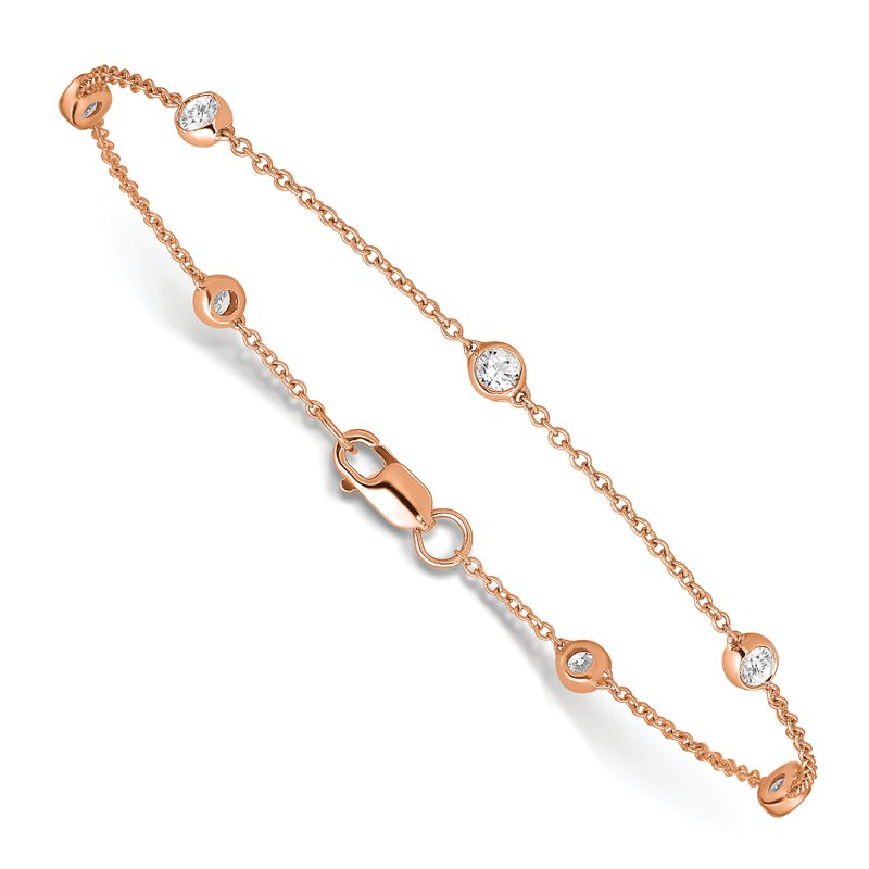 14K Rose Gold 3/8 carat Lab Grown Diamond VS+ F+ Complete 7 Station 7 in Bracelet