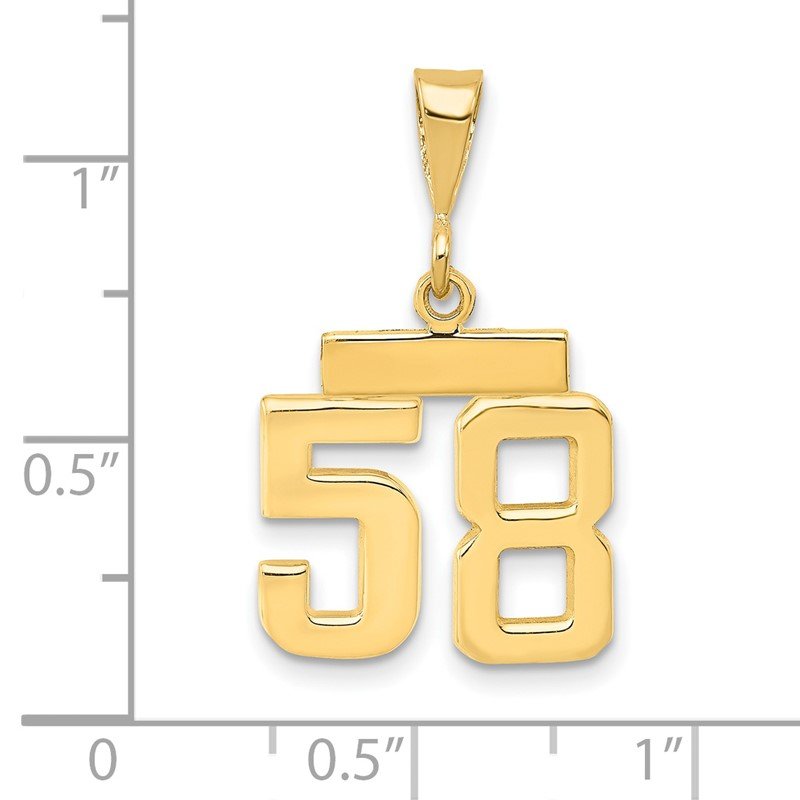 14k Small Polished Number 58 Charm
