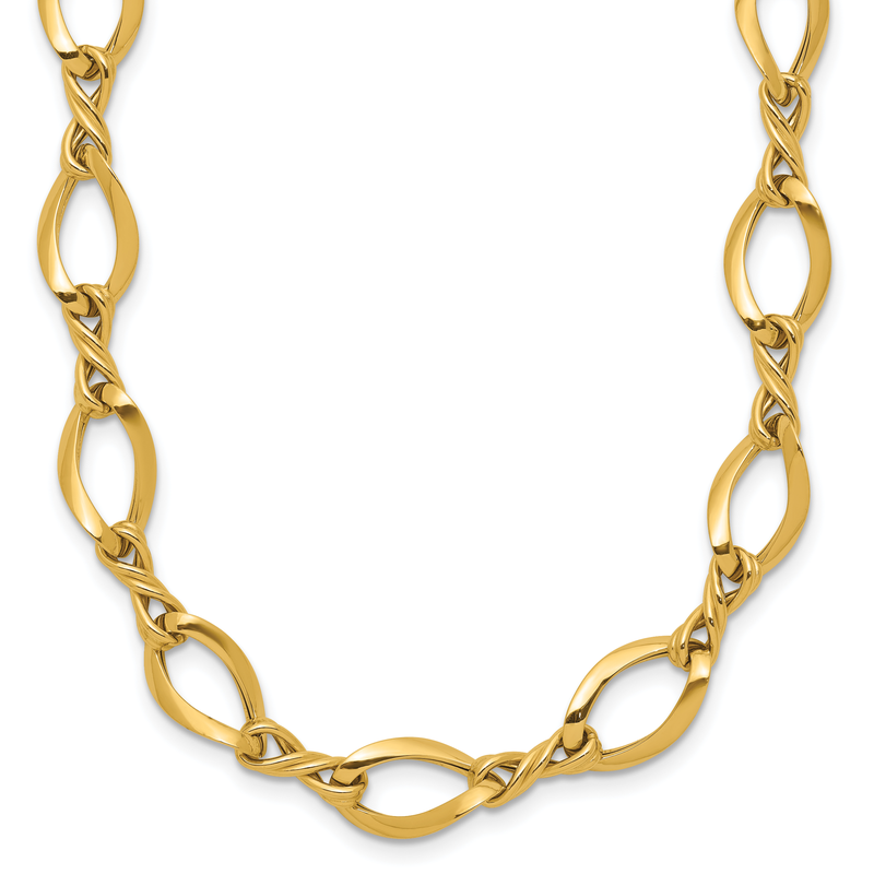 14k Fancy Oval and Twisted Link 18 inch Necklace