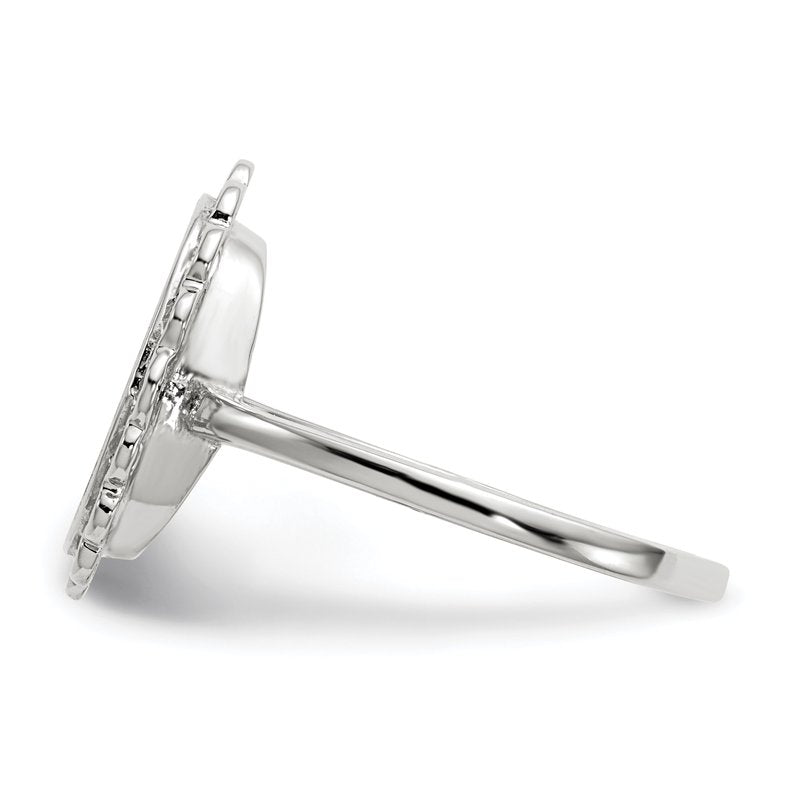 14k White Gold 9.0x11.5mm Open Back Signet Ring