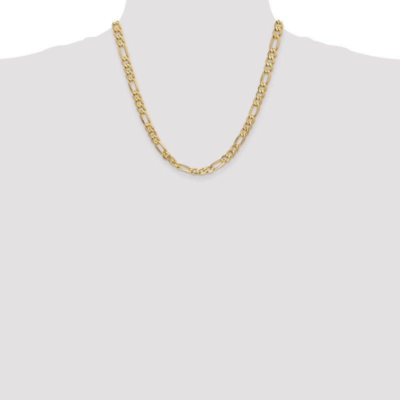 14K 26 inch 6.25mm Flat Figaro with Lobster Clasp Chain
