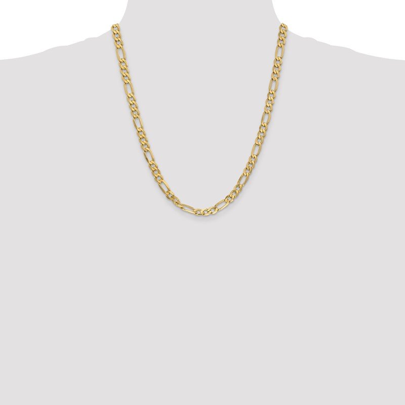 14K 26 inch 6.25mm Flat Figaro with Lobster Clasp Chain