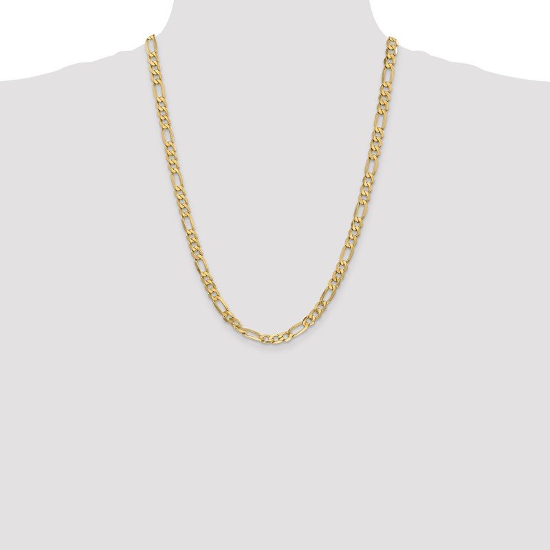 14K 26 inch 6.25mm Flat Figaro with Lobster Clasp Chain
