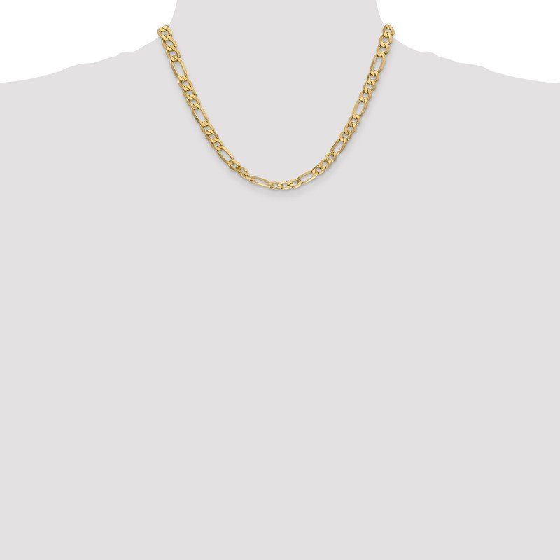 14K 26 inch 6.25mm Flat Figaro with Lobster Clasp Chain