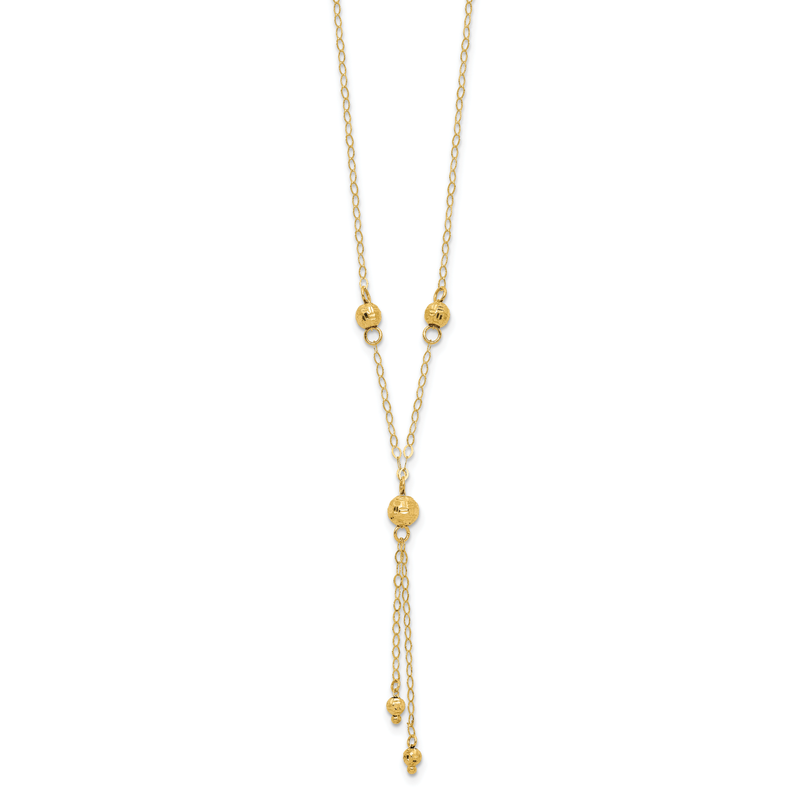 14k Diamond-cut Bead 16 inch Lariat Necklace Plus 2 inch Extension