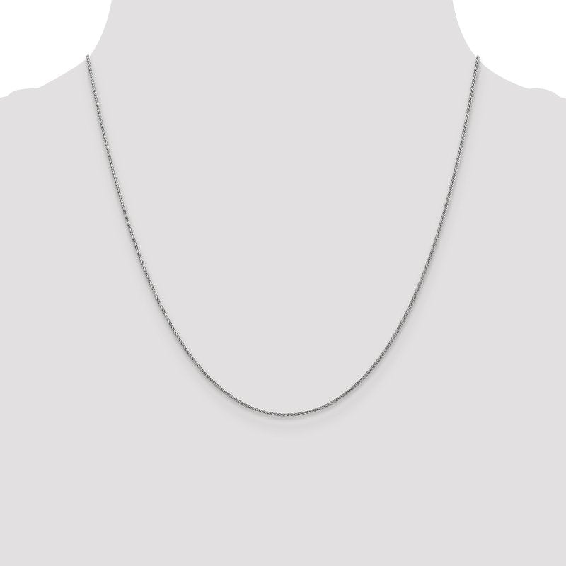 14K White Gold 1mm D/C Spiga Chain Anklet