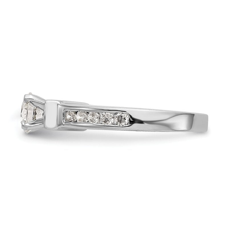 14K White Gold 1/2 carat Lab Grown Diamond VS+ F+ Semi-Mount Peg Set Engagement Ring
