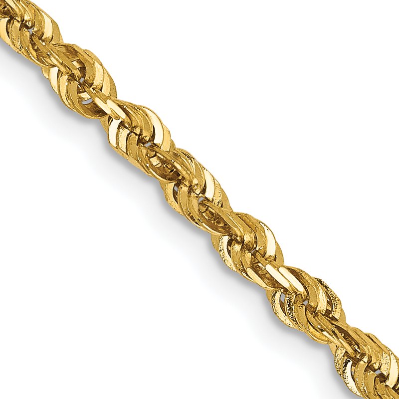 14K 10 inch 2.75mm Ultra Diamond-cut Rope with Lobster Clasp Anklet