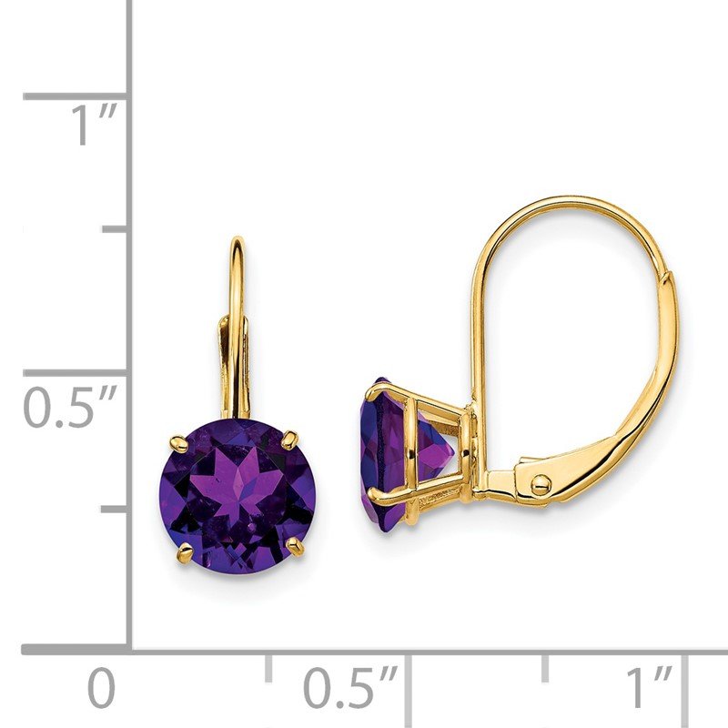 14k 7mm Round Amethyst Leverback Earrings