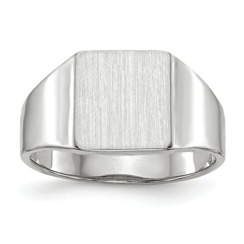 14k White Gold 8.5x9.5mm Closed Back Signet Ring