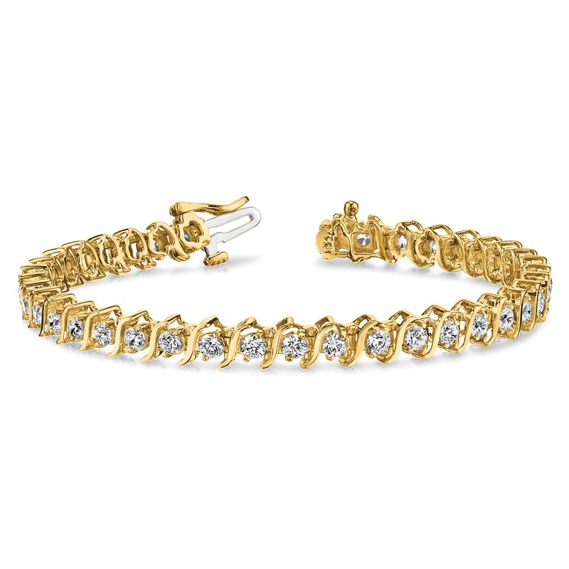 14k Complete 2 carat Round VS Diamond 2-prong S-link 7 inch Tennis Bracelet