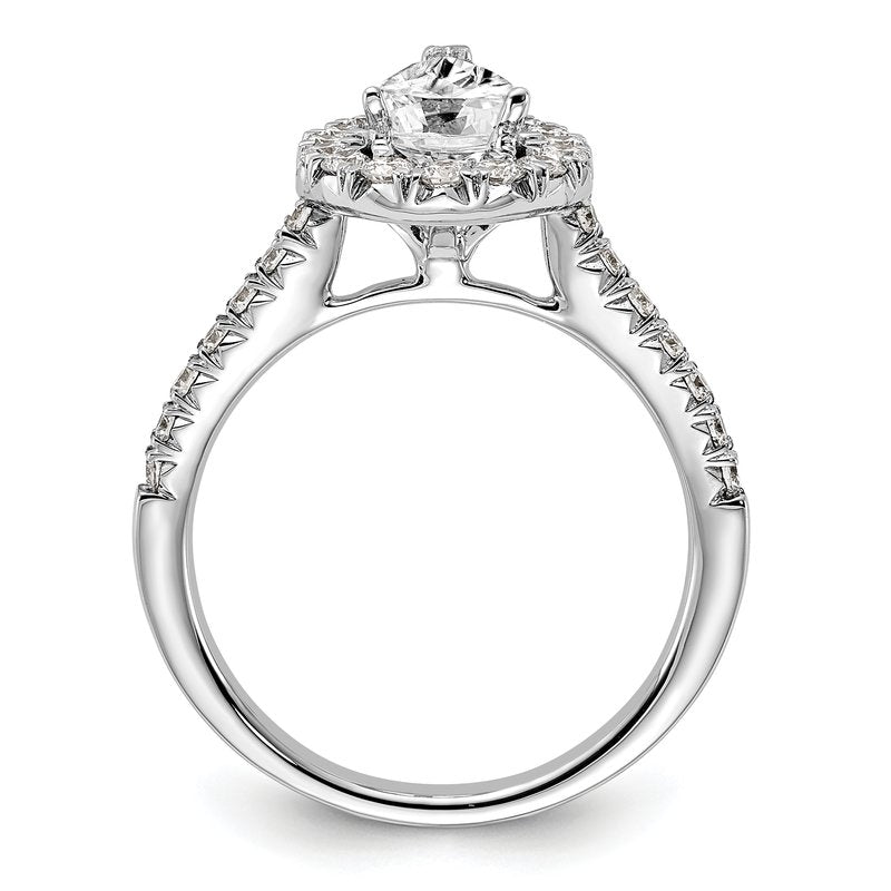 14K White Gold 1/3 carat Lab Grown Diamond VS+ F+ Semi-Mount Pear Halo Engagement Ring