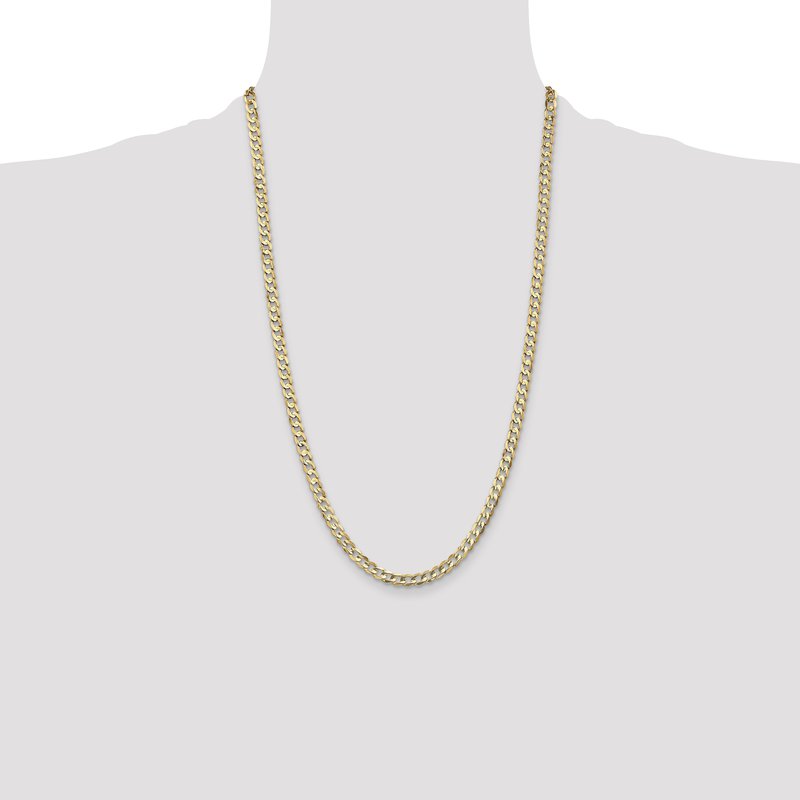 14K 26 inch 4.5mm Open Concave Curb with Lobster Clasp Chain