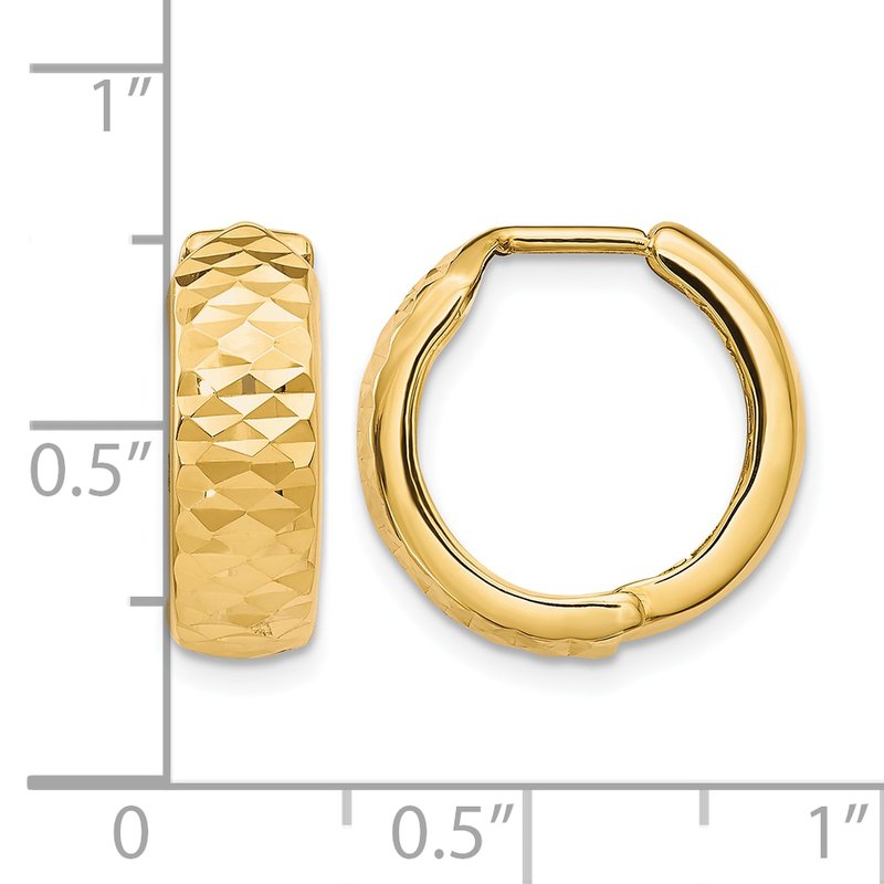 10K Polished and D/C Hinged Hoop Earrings