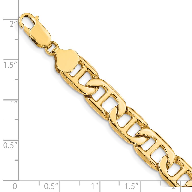 14k 8.75mm Solid Hand-Polished Anchor Link 7 inch Bracelet