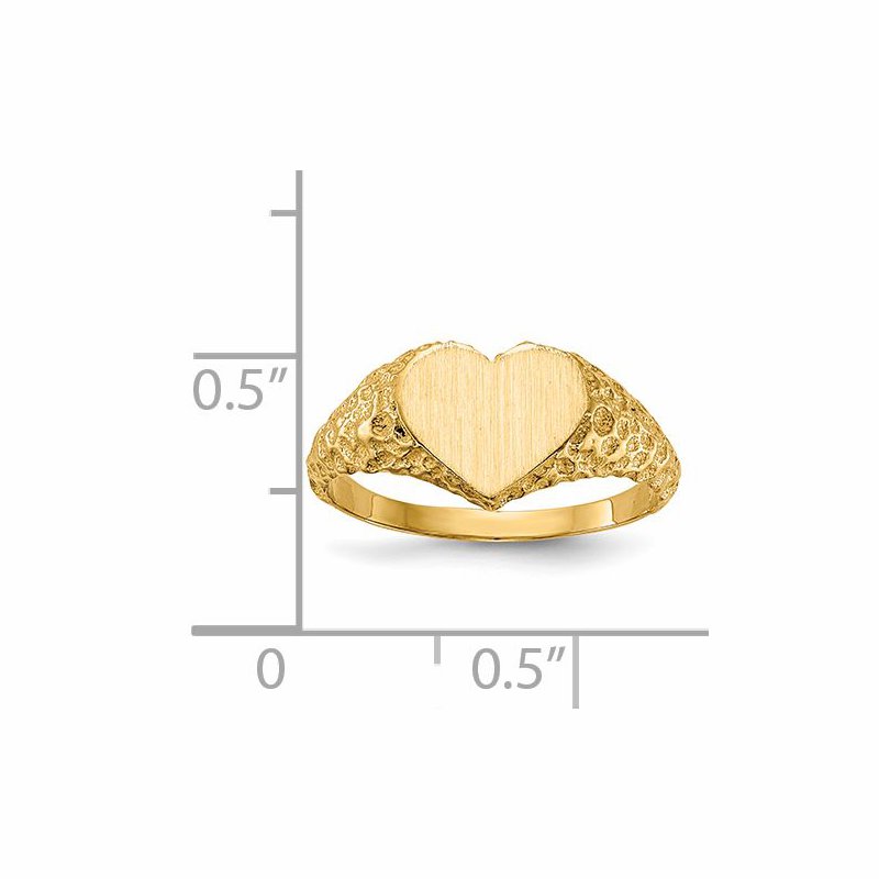 14k 8.0x7.5mm Open Back Heart Signet Ring