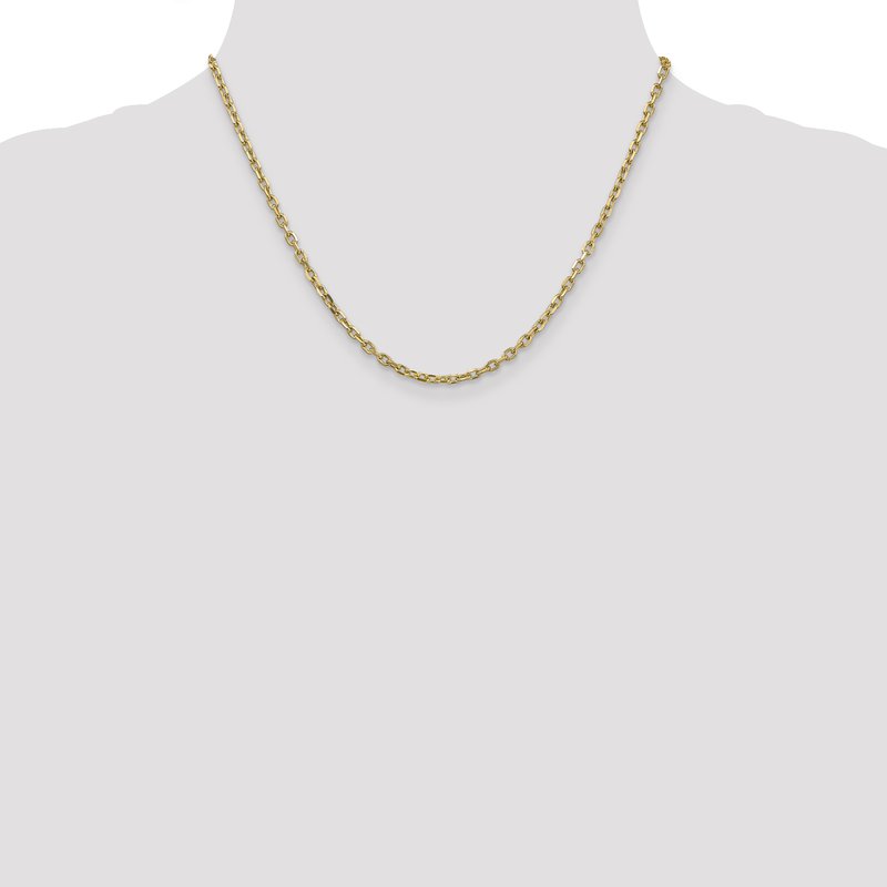 14K 26 inch 3mm Diamond-cut Round Open Link Cable with Lobster Clasp Chain