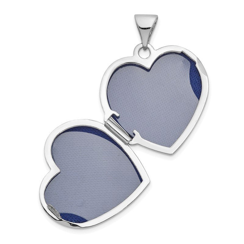14K White Gold Polished Floral 18mm Heart Locket