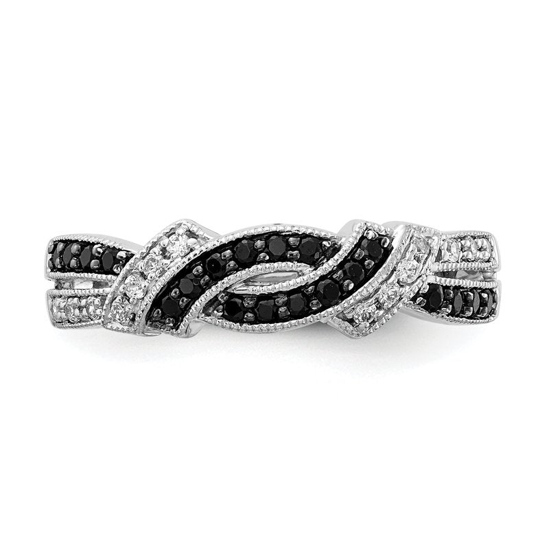 14k White Gold w/Black Rhodium White and Blue Diamond Ring