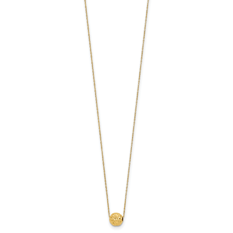 14k Polished Textured 6mm Bead 18 inch Necklace