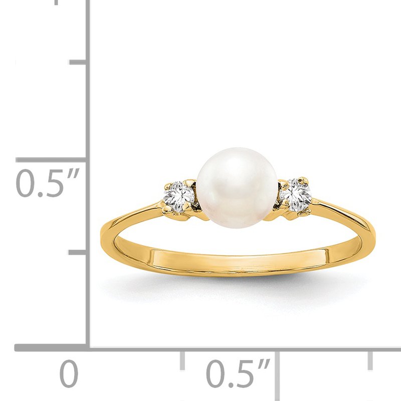 14k 5mm FW Cultured Pearl AA Diamond ring