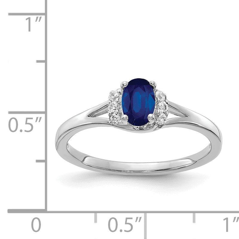 14k White Gold Diamond and Oval Emerald Ring