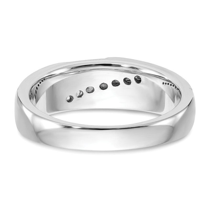 14K White Gold Men's 1/4 carat Lab Grown Diamond VS+ F+ Complete Brushed and Polished Band