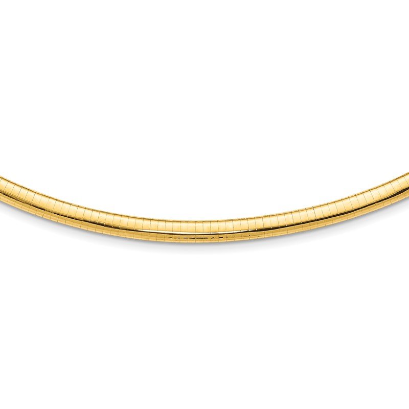 14k Polished 6mm Standard Weight 16 inch Domed Omega Necklace