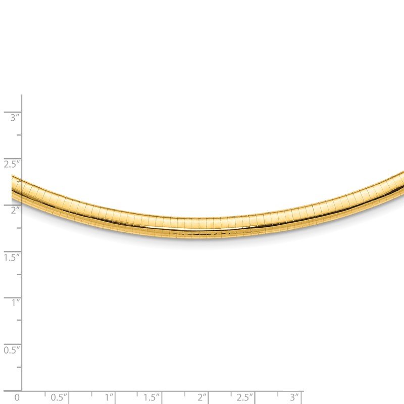 14k Polished 6mm Standard Weight 16 inch Domed Omega Necklace