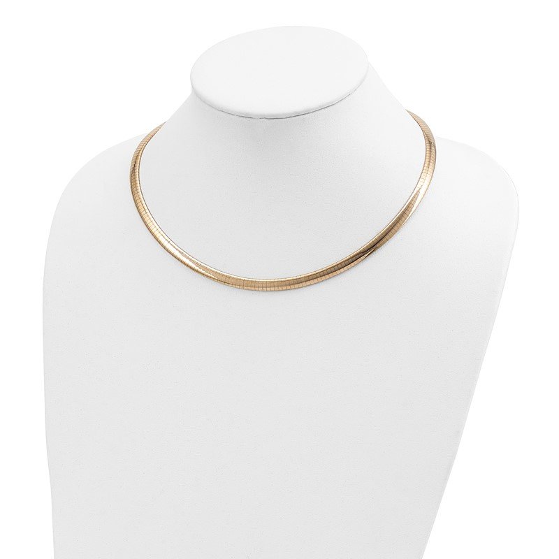 14k Polished 6mm Standard Weight 16 inch Domed Omega Necklace