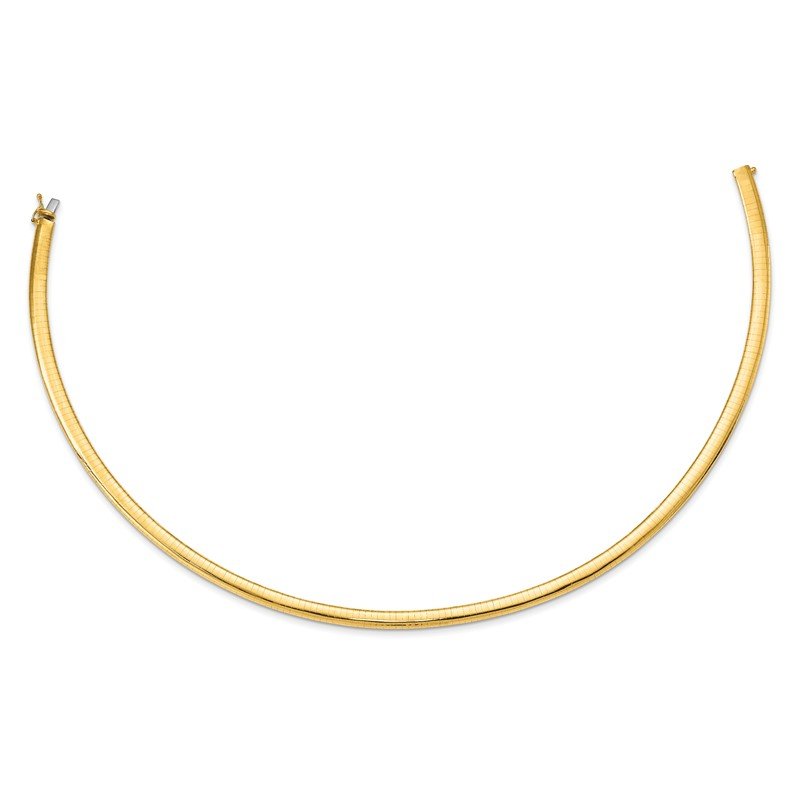 14k Polished 6mm Standard Weight 16 inch Domed Omega Necklace