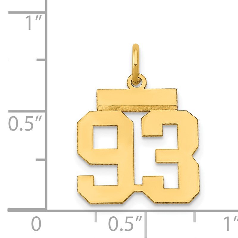 14k Small Polished Number 93 Charm