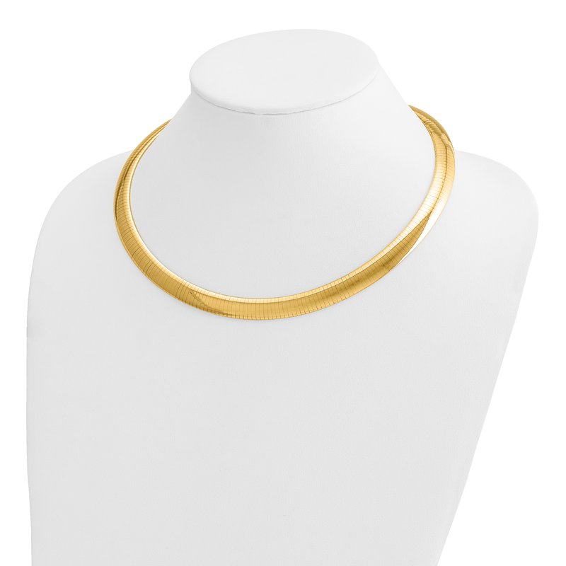 14k Polished 10mm Standard Weight 16 inch Domed Omega Necklace