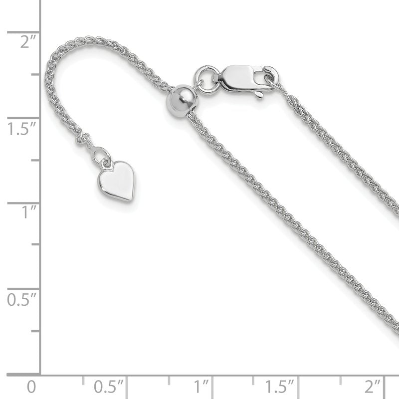 Sterling Silver RH-plated Adjustable 1.5mm Spiga Chain
