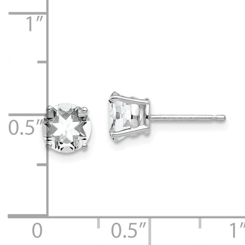 14k White Gold 6mm Round Cubic Zirconia Post Earrings
