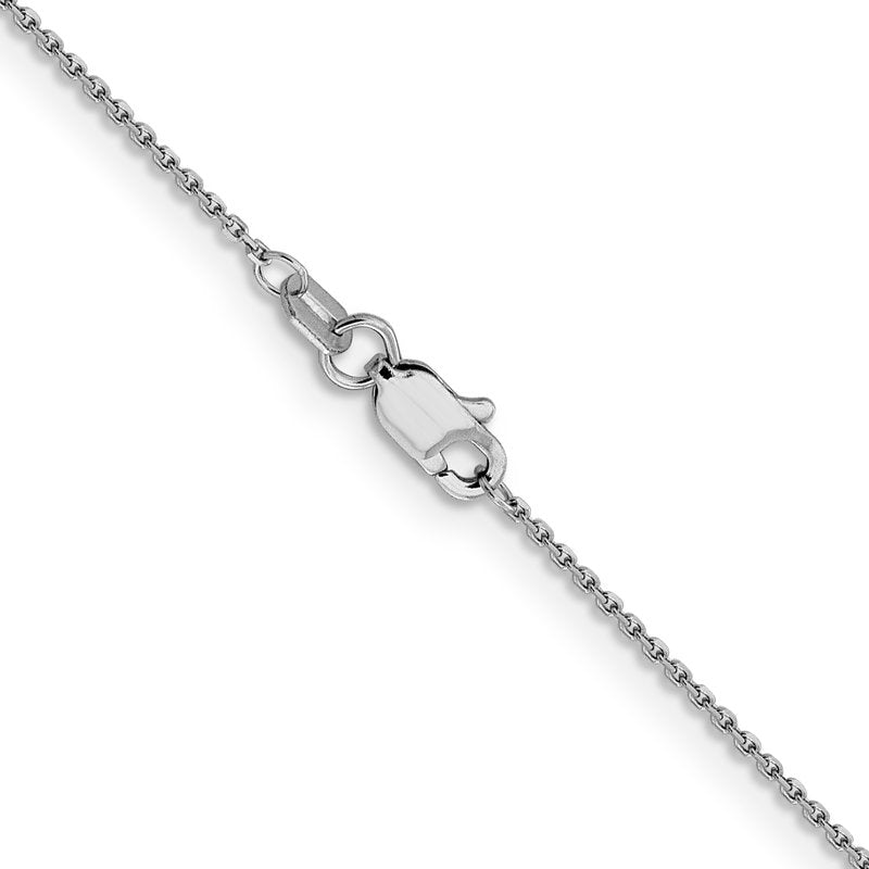 14K White Gold 26 inch .9mm Diamond-cut Round Open Link Cable with Lobster Clasp Chain
