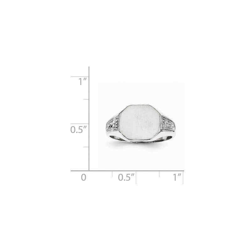 14k White Gold 11.0x9.0mm Closed Back Signet Ring