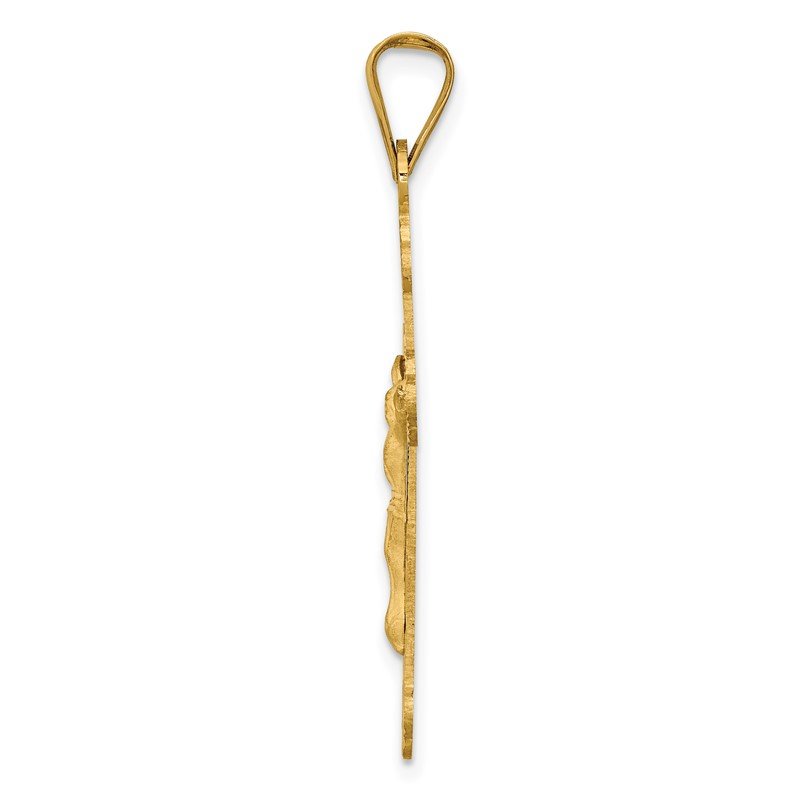 14k Polished Satin and Diamond-cut Crucifix Pendant