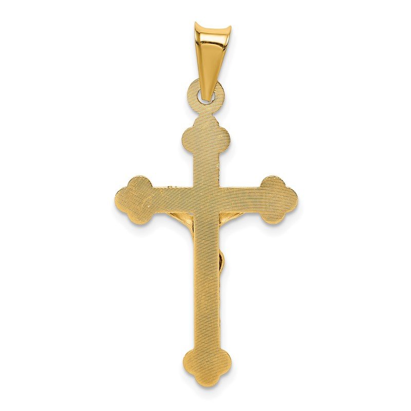 14k Polished Satin and Diamond-cut Crucifix Pendant