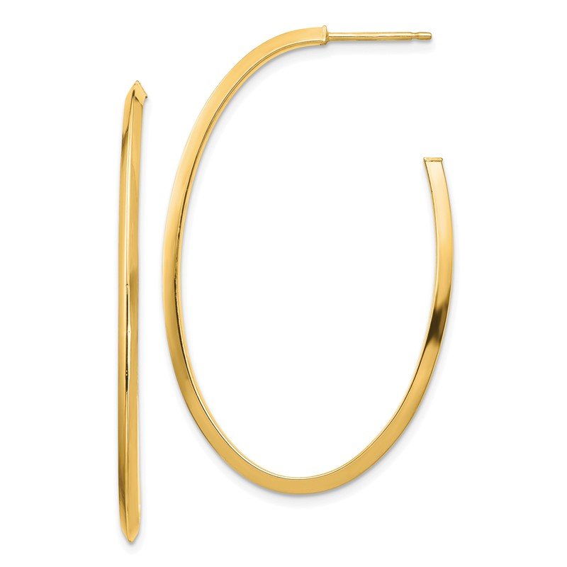14k Polished Knife Edge Oval 2mm Post Dangle Earrings