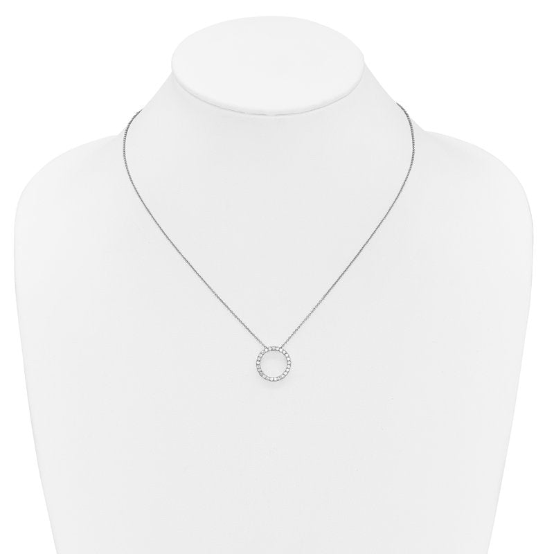 14k White Gold 1/4 carat Diamond Circle 18 inch Necklace