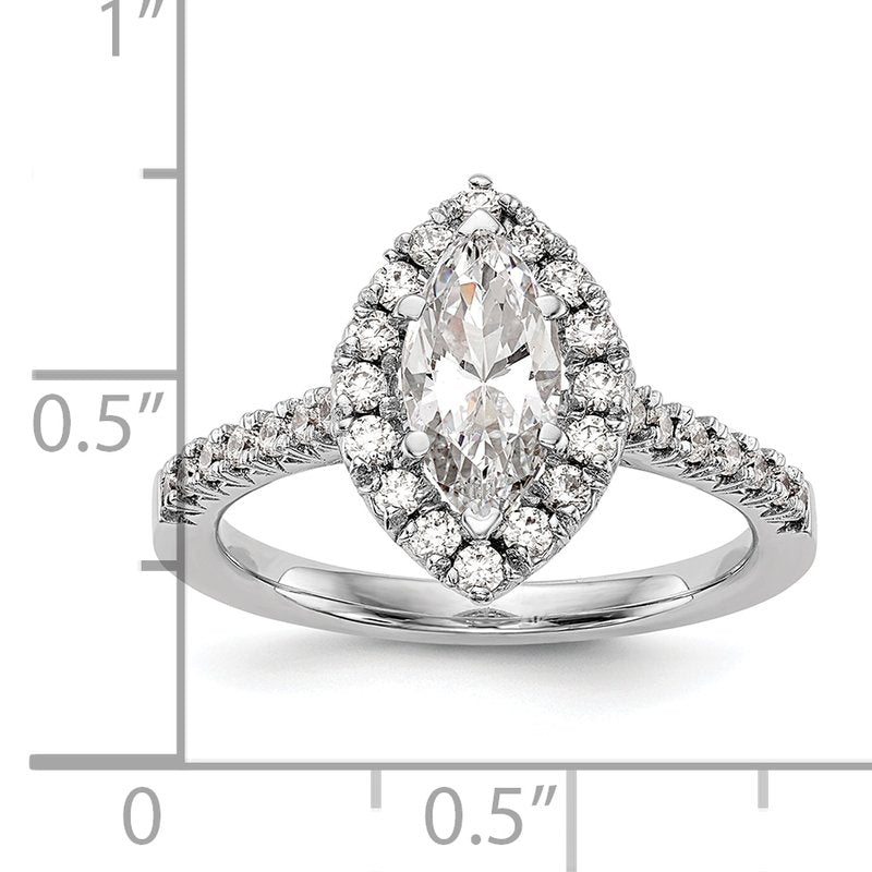 14K White Gold 1/3 carat Lab Grown Diamond VS+ F+ Semi-Mount Marquise Halo Engagement Ring