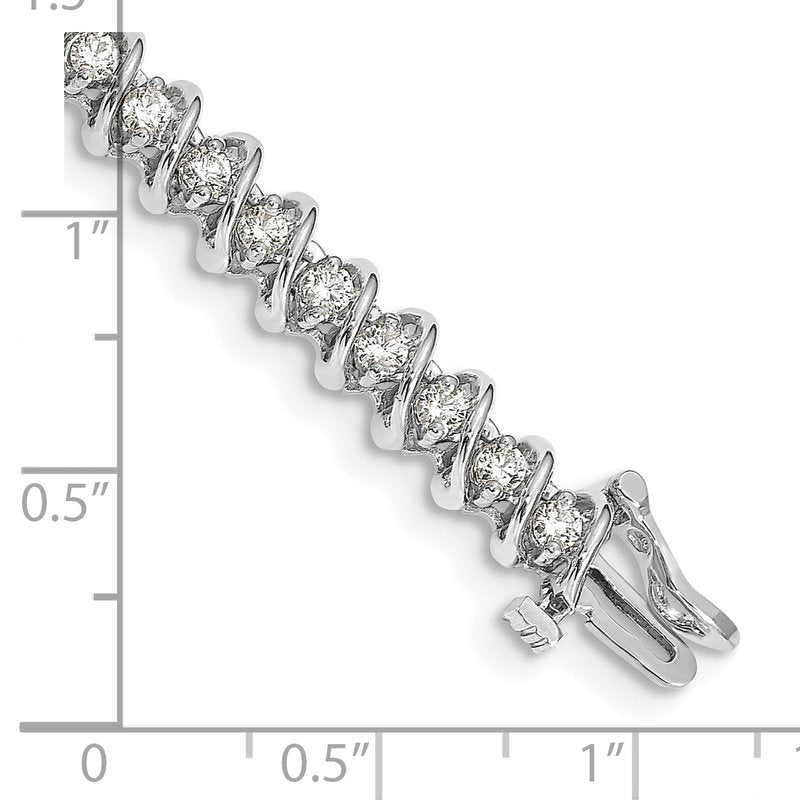 14k White Gold Complete 2.25 carat Round VS Diamond Fancy Spiral 7 inch Tennis Bracelet