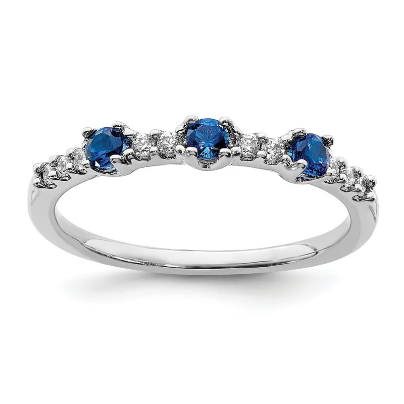 14k White Gold Diamond and Emerald 3-Stone Ring